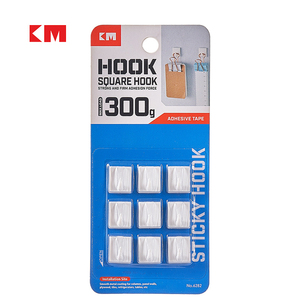 Km6282 9Pcs Mini Vuông Nhựa Miễn Phí Đấm Tường Gắn Kết Dính Hooks Cho Trọng Lượng Nhẹ Các Mặt Hàng Treo - Product Image 1