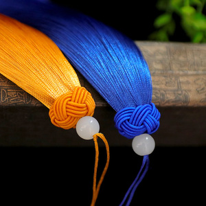 Tassel Fringe Decorative Bohemia Style Polyester Long Tassel With Jade Bead For Hat <b>Bookmark</b> Fan Pendant - Product Image 1