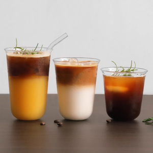 Transparent Glass Ice Cream <b>Cup</b> With Straw Single <b>Cup</b> For <b>Cold</b> Drinks Office Use Simple Design Solid Color Water <b>Cup</b> - Product Image 2