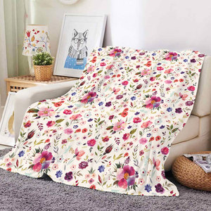 ผ้าห่มขนแกะพิมพ์ลายดอกไม้สไตล์เรโทรโบโฮสุดนุ่ม  แบบกำหนดเองได้ สำหรับใช้ในบ้าน บนเตียง โซฟา สำนักงาน งีบหลับ ปิกนิก และเดินทาง - Product Image 1