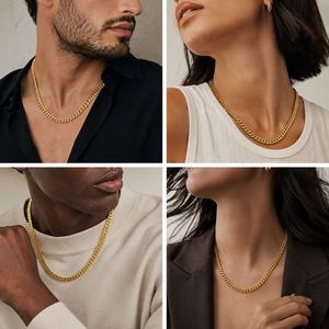 Collier gourmette Miami Cuban Link en acier inoxydable plaqué or rose véritable 14 carats, plaqué or, coupe diamant, 3/5/6/8 mm, pour hommes et femmes - Product Image 6