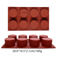 Moule en silicone classique et populaire de qualité alimentaire, 8 cavités cylindriques 3D, pour glaçons, bonbons, chocolat, biscuits, mousses et gâteaux