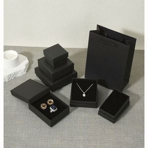 Boîte à bijoux cadeau 2021, logo personnalisé exquis, papier kraft noir, collier, bracelet, bague, boucles d'oreilles, carton en éponge moins cher, Saint-Valentin - Product Image 4