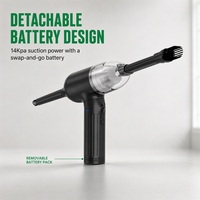 Aspirateur de voiture sans fil portatif à batterie USB haute puissance avec lumière LED, filtre HEPA et moteur sans balais