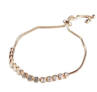 Caixa de joias feminina de temperamento, elegante, corrente deslizante, moldura banhada a ouro rosa, ajuste redondo, diamante, braceletes de prata esterlina 925