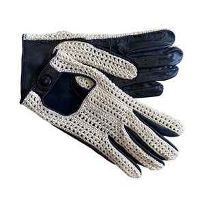 Gants de conduite souples en cuir véritable, à doigts entiers, couleur unie, pour la sécurité des mains, pour la conduite de voiture et de camion - Product Image 3