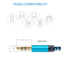 Haute qualité 3.5mm fil Audio tressé tête métallique mâle à mâle ligne câble AUX 1M 3FT câble en Nylon