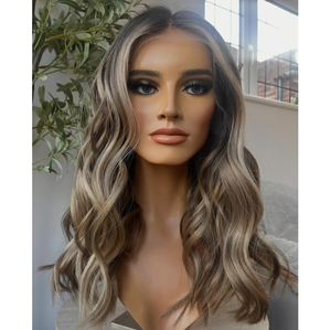 Parrucche con Top in Pizzo Personalizzato Grado 12A, Capelli Vergini con Cuticole Allineate, Tonalità Fredda Balayage <span class=keywords><strong>Castano</strong></span> Cenere con Mechès, Piccolo Top in Seta, Senza Colla, Doppio Strato - Product Image 1