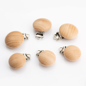 Chaîne de sucette en bois de hêtre et acier inoxydable, personnalisable avec logo, réutilisable, durable, portable, petite, épaisse, 30-35 mm, pour jouet DIY - Product Image 1