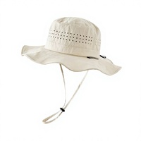 Chapeau Bob Décontracté d'Été à Large Bord Anti-UV, Séchage Rapide, Maille Respirante, Résistant à l'Eau, pour Voyage en Extérieur et Pêche, avec Sangle Mentonnière