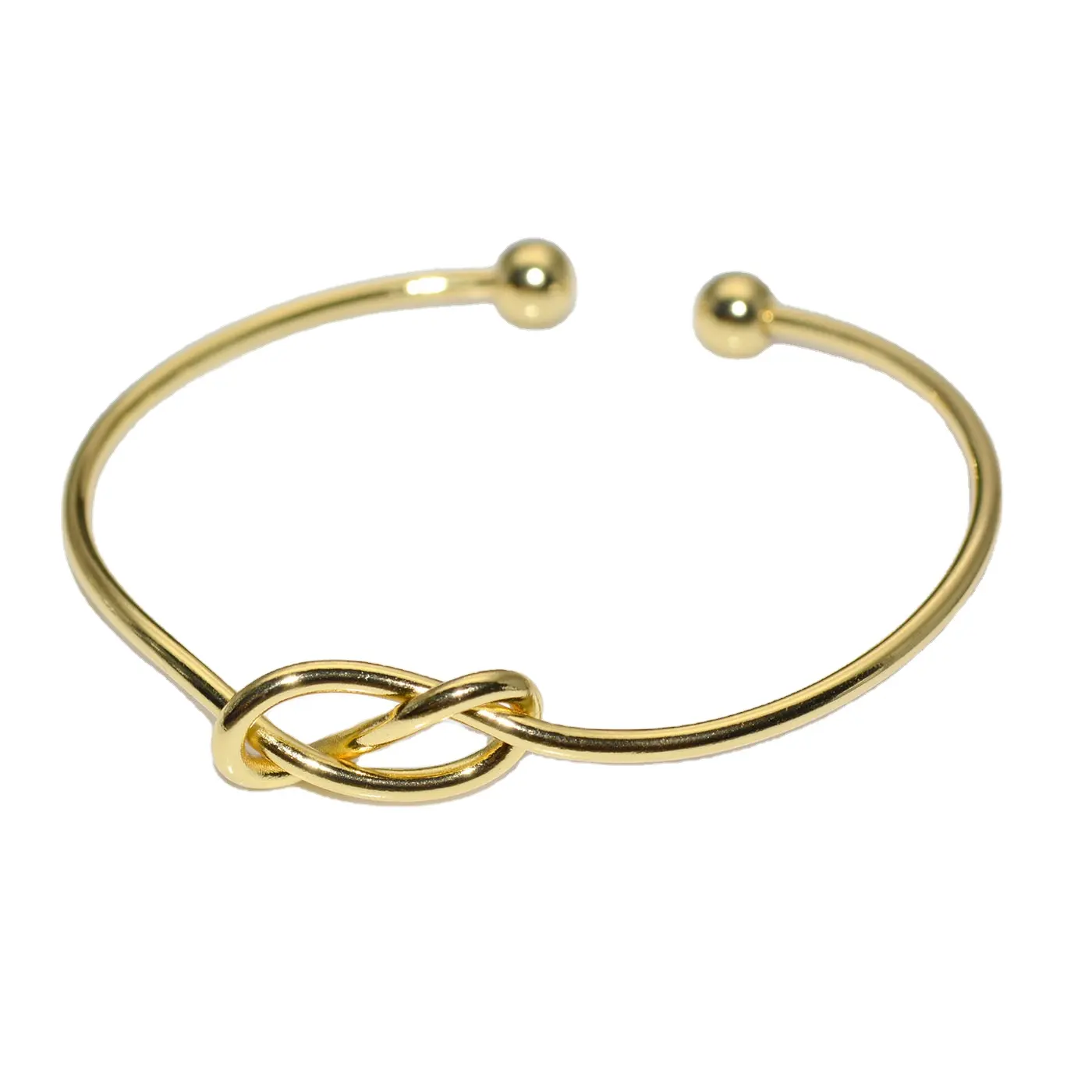 Drop Shipping 18K Gold Plated Forever Love Knot Infinity Bangle Opening Knotted Heart Bracelets For Women