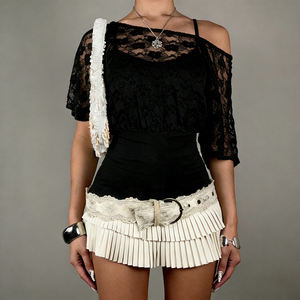 Blusa de Moda para Mujer, de Encaje, con Estampado Digital, Transpirable, de Dos Piezas, de Media Manga, Estilo Dulce y Casual para Verano - Product Image 4