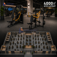 Machines de musculation à charge libre pour salle de sport commerciale, 4000 mètres carrés, solution tout-en-un