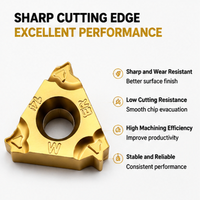Hongpei 16ER14W-TC GM3325 Inserto de Torneado CNC Triangular de Carburo con Recubrimiento PVD AlTiN, Herramienta de Roscado Whitworth HRC40-50 para Carbono
