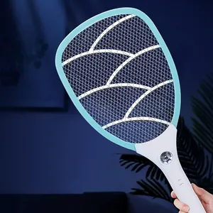 2 in 1 Mosquito Racket Rechargeable Home Electric Fly Racket Rechargeable Swatter with Flashlight