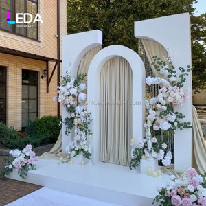 LEDA New Design White Metal Arch Chandelier <b>Stand</b> <b>Backdrop</b> Stage Decoration for Events Decor - Product Image 1