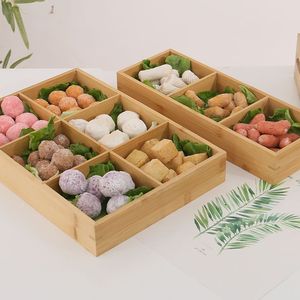 Bandeja de servir de bambú con nueve compartimentos para verduras y aperitivos de hot pot, plato multifuncional para alimentos - Product Image 4