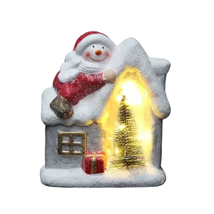 2024 New Hot Selling Christmas Decorations Rooftop Santa Claus With LED Lights Ceramic Christmas Day Decorative Ornaments