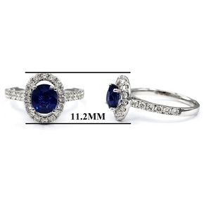 Bijoux fins au Design romantique, bague de fiançailles en saphir bleu 14k, bague de mariage en or massif blanc pour femmes - Product Image 2