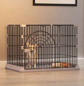 YOELLEN yeni tasarım toptan küçük adedi lüks orta boy yeşil çelik metal demir tel plastik tepsi pet köpek kafesi - Product Image 2