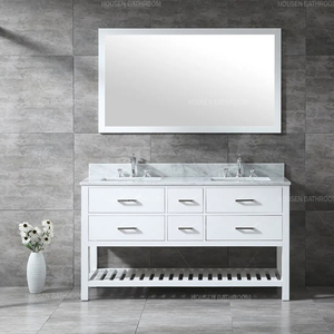 Design moderne Hôtel Blanc Lavabo étanche au sol 6 tiroirs à fermeture douce Armoire <span class=keywords><strong>de</strong></span> rangement <span class=keywords><strong>Salle</strong></span> <span class=keywords><strong>de</strong></span> <span class=keywords><strong>bain</strong></span> Vanités avec évier - Product Image 6