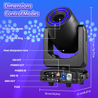 Projecteur de scène LED mobile 250W BSW 3-en-1 LED 14 Gobos Prisme 3D Contrôle DMX 512 Effet Lumière Scène Disco DJ Fête Bar