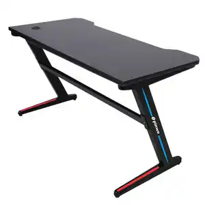 Z-Shaped Ergonomic Computer Gaming Table Red Color PC Gaming Desk E-sports Gamer Desk With RGB Lights