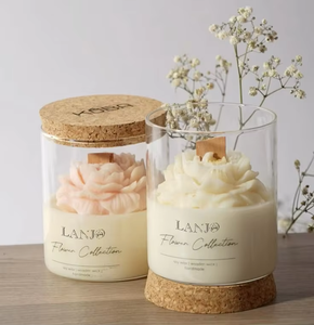 Wedding Souvenirs Peony Flowers Soy Wax <b>Candle</b> Glass Cups Christmas Gift Valentine's Day Custom Fragrance Handmade LANJO - Product Image 3