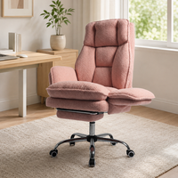 Chaise de bureau moderne à pieds croisés, siège confortable en peluche, support lombaire adapté aux chats, chaise d'ordinateur à domicile avec siège pour animal de compagnie