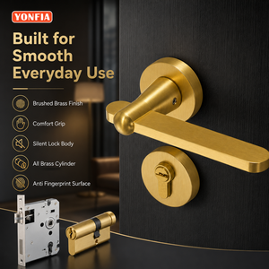 YONFIA 8049 Juego de Manijas de Puerta Modernas Minimalistas de Aleación de Zinc <span class=keywords><strong>Dorado</strong></span>, Cerradura de Seguridad Interior para Dormitorio de Hotel - Product Image 4