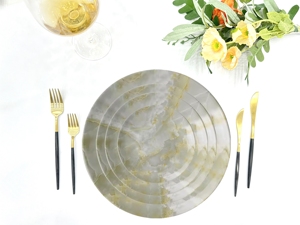Plates for Restaurant Ceramic <b>Dinner</b> Gold Plated Dinnerware <b>Set</b> <b>White</b> Ceramic Plate - Product Image 6