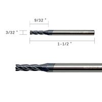 Fraise carrée en carbure à 4 dents, 3/32"-4T, revêtement TiAlN, longueur 0,28 po, pour le fraisage d'acier allié et d'acier trempé, Chine