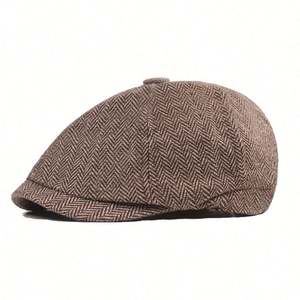 Béret en coton pour homme, style Gatsby euro-américain, casquette de newsboy à chevrons, accessoire décontracté pour le quotidien et l'extérieur - Product Image 4