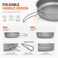 Poêle à frire extra large en titane pur, légère, avec poignée pliable, pour le camping en plein air, la randonnée et le trekking