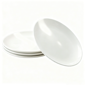 طبق تقديم من الخزف العظمي الفاخر لحفلات الزفاف، طبق معجنات دائري أبيض مقاس 6.5 بوصة و8 بوصة، طبق أطباق الفطائر الخزفية - Product Image 1