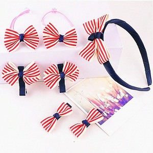 Набор головных уборов из 7 предметов, Детские банты, повязки на голову, заколки для девочек, эластичные повязки для волос, аксессуары для волос для маленьких девочек - Product Image 2