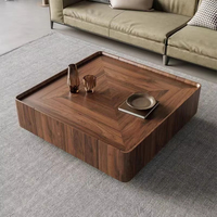 Table basse carrée moderne de style nordique pour salon, en bois de noyer avec texture parquet, panneau médiéval, pour la maison