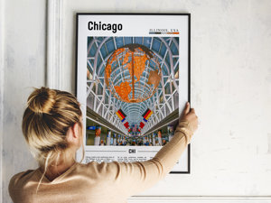 Bán buôn tùy chỉnh du lịch bức tranh tường nghệ thuật <span class=keywords><strong>Chicago</strong></span> thành phố Áp phích Mỹ vải in - Product Image 3