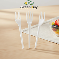 Greenday Biologisch afbreekbaar wegwerpbare bestekset op maat gemaakte kleur PLA vork voor cake & fruit voor restaurant & picknick & feesten & vliegtuig
