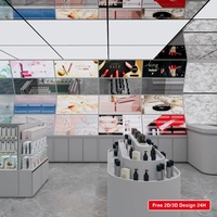 Étagère de présentation esthétique en métal pour magasin de beauté, unité de rangement inférieure, présentoir lumineux pour cosmétiques, rayonnage de vente au détail personnalisé pour boutique