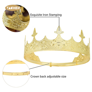 Corona da Re YACHEN in Metallo per Uomo, Tiara Antica Dorata per <span class=keywords><strong>Feste</strong></span> <span class=keywords><strong>a</strong></span> <span class=keywords><strong>Tema</strong></span> e <span class=keywords><strong>Accessori</strong></span> per Costumi - Product Image 3