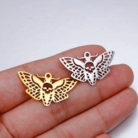 Liontin Halloween bandul ngengat's Head polesan cermin baja tahan karat untuk anting-anting kalung persediaan ornamen grosir