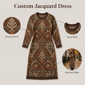 Vestido de Suéter Maxi de Punto Jacquard Personalizado para Mujer, Manga Larga, Cuello Redondo, Estilo Casual para Otoño e Invierno, Proveedor Mayorista - Product Image 4