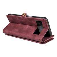 Étui portefeuille en cuir PU pour Google Pixel 6 Pro, 9 emplacements pour cartes + poche zippée pour pièces de monnaie, support intégré, blocage RFID, protection 360° °   Protection