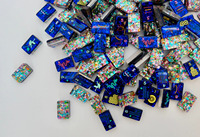 Tuiles de Mahjong Américaines Portables de Luxe Modernes Bleu Vif, Artisanat Durable pour Soirées Familiales et Divertissement Intérieur