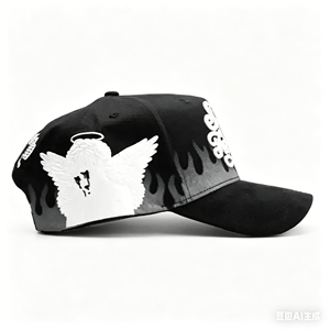 Cappello a 5 Pannelli G5 S4D per Ragazzi, Nero su Nero, Edizione Limitata, Visiera Urbana per Giornate Nuvolose, Logo Sad Smile Face - Product Image 5