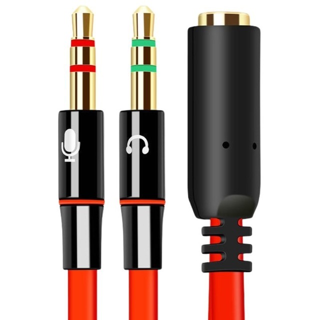 3.5mm Male-Female Headphone Splitter Adapter with Mic | PVC Jacket Audio Cable for Car/MP3 | 20cm Black/White/Red