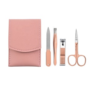 Set de <span class=keywords><strong>Manicura</strong></span> <span class=keywords><strong>y</strong></span> <span class=keywords><strong>Pedicura</strong></span> Estilo Japonés, 4 Piezas, Acero al Carbono, con Bolsa de PU, Duradero, para Regalos Promocionales - Product Image 1