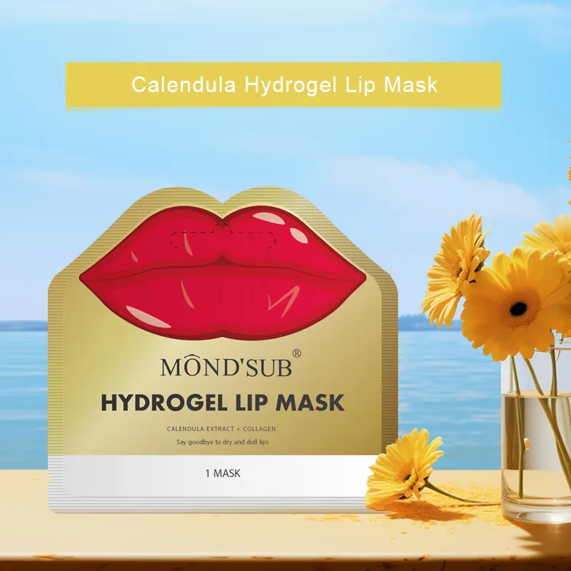 Korean Vegan Gold Pink Moisturizer Lip Care Hydrogel Lip Mask Hydrating Plumper Crystal Collagen Lip Mask Sheet