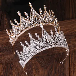 Genya 2024 high quality baroque crown bride wedding rhinestone adult birthday party crown headdress 2024